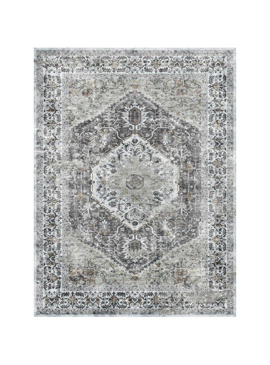 Tapis en vinyle David Adama Alma, facile à nettoyer et parfait pour familles actives. gris