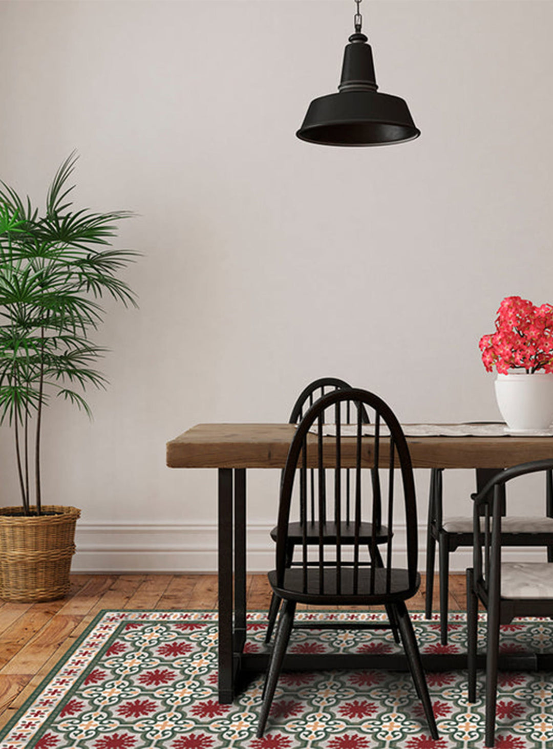 Tapis en vinyle Dream d'Adama Alma, entretien facile et design élégant. vert & rouge