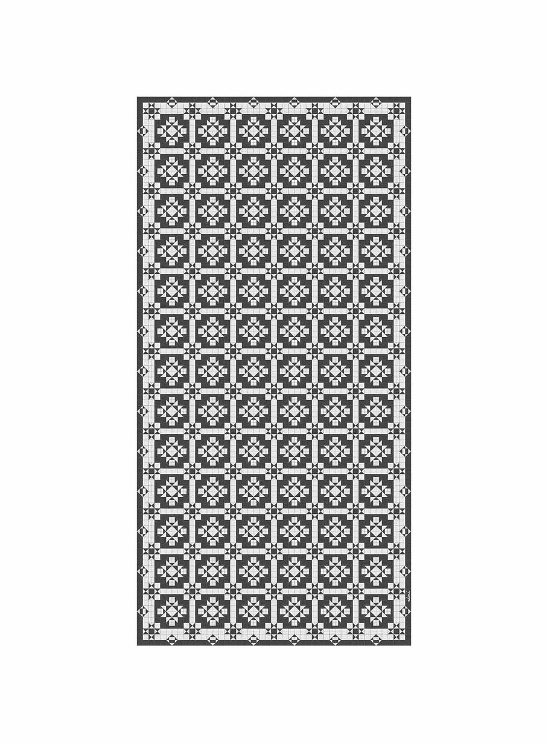 Tapis en vinyle Adama Alma Geo, faciles à nettoyer et adaptés aux foyers actifs. noir