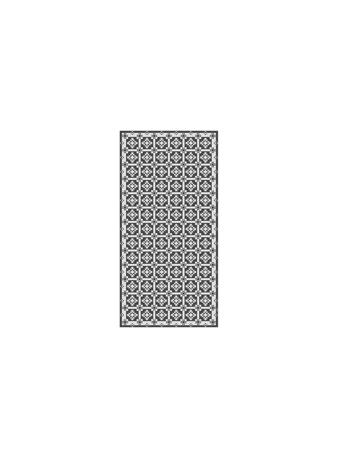 Chemins de table en vinyle Adama Alma Tuiles, design inspiré d’Europe et d’Amérique du Sud. geo noir