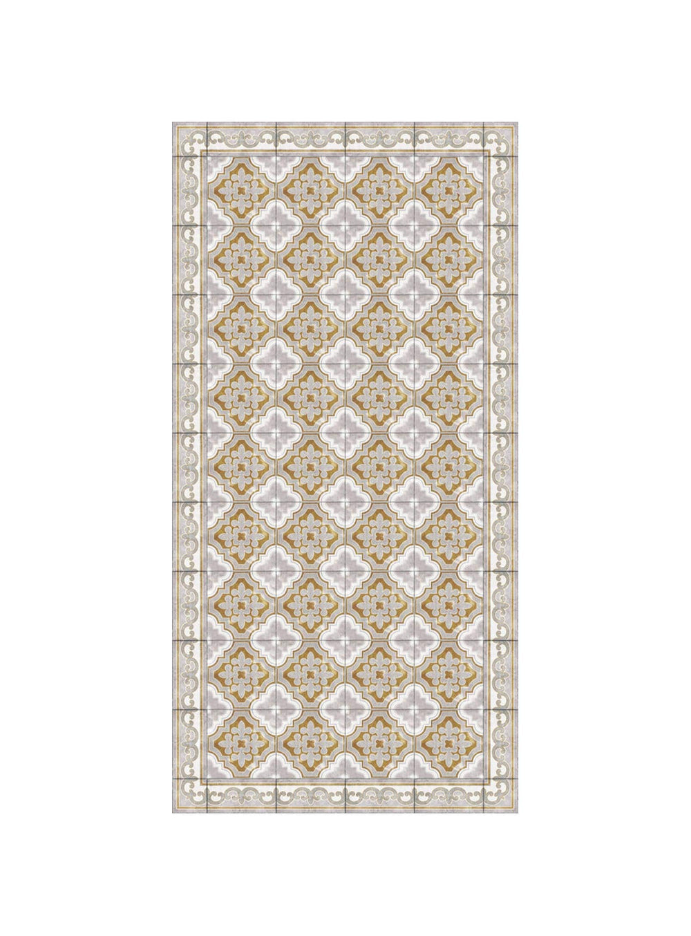 Tapis en vinyle Adama Alma Golden, antidérapants et idéals pour zones à fort trafic.