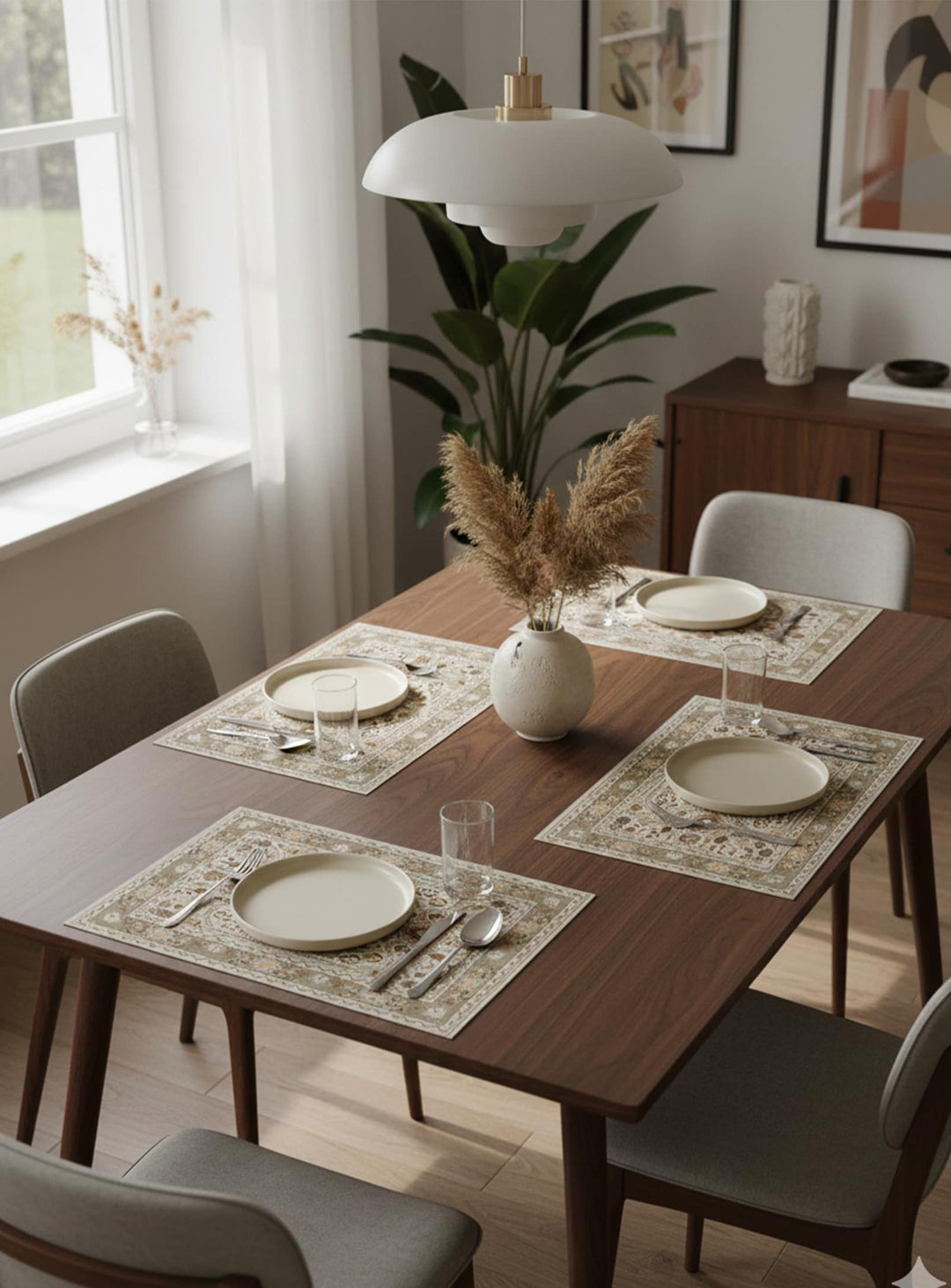 Napperons en vinyle Adama Alma Persan, élégants et parfaits pour sublimer votre table. granada beige