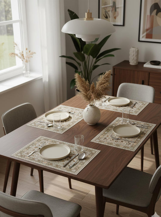 Napperons en vinyle Adama Alma Persan, élégants et parfaits pour sublimer votre table. granada beige