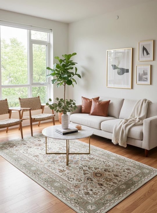 Tapis en vinyle Adama Alma Granada, élégants et utilisables dans toutes les pièces. beige