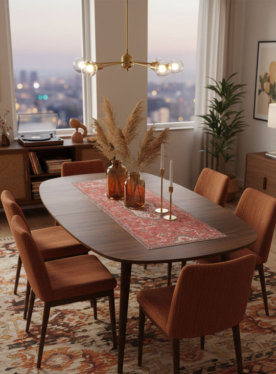 Chemins de table en vinyle Adama Alma Persan, ambiance chaleureuse et sophistiquée. hamsa rouge