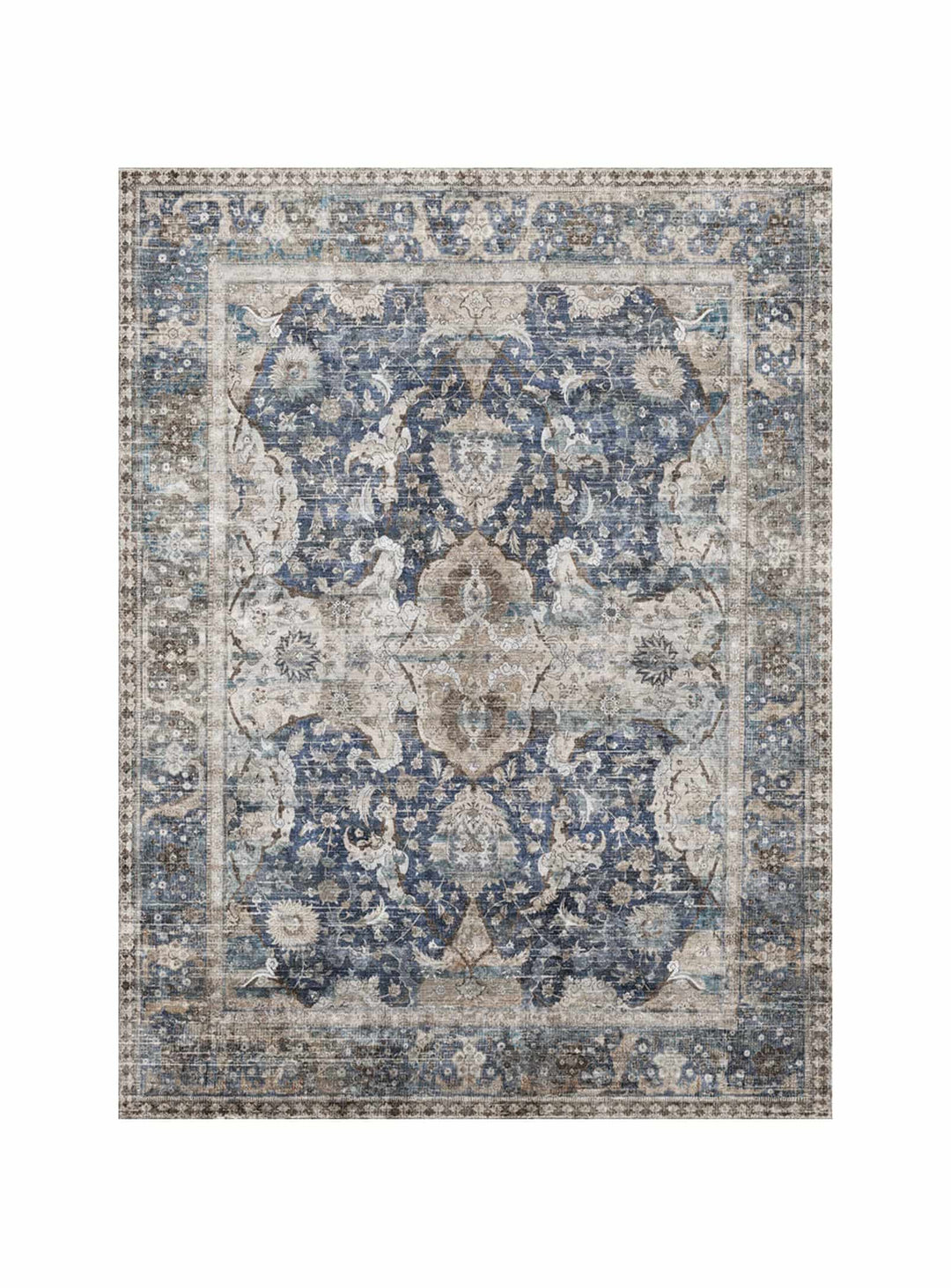 Tapis en vinyle Hannah Adama Alma, robuste et idéal pour zones très fréquentées. bleu