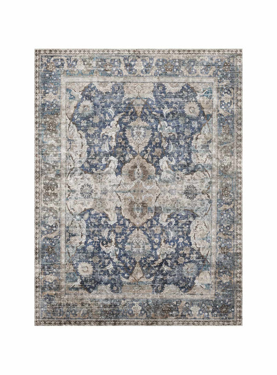 Tapis en vinyle Hannah Adama Alma, robuste et idéal pour zones très fréquentées. bleu