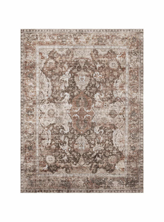 Tapis en vinyle Hannah Adama Alma, résistant à l’eau pour un usage quotidien serein. brun