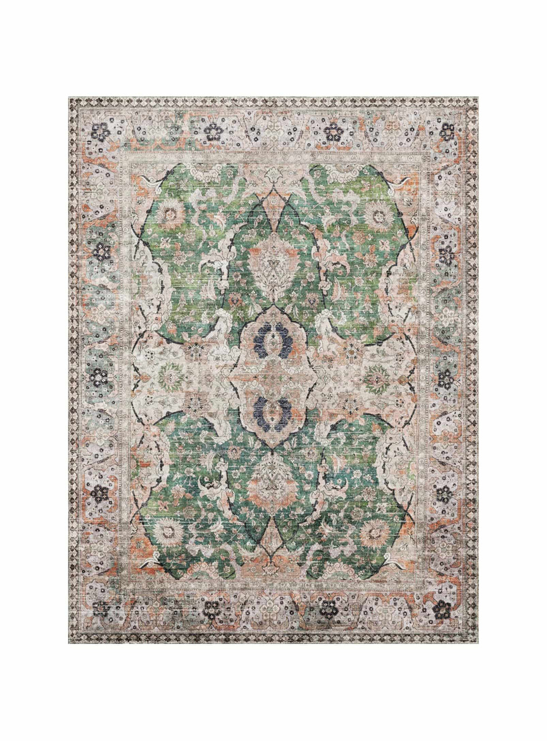 Tapis en vinyle Hannah Adama Alma, entretien facile, parfait pour familles actives. vert