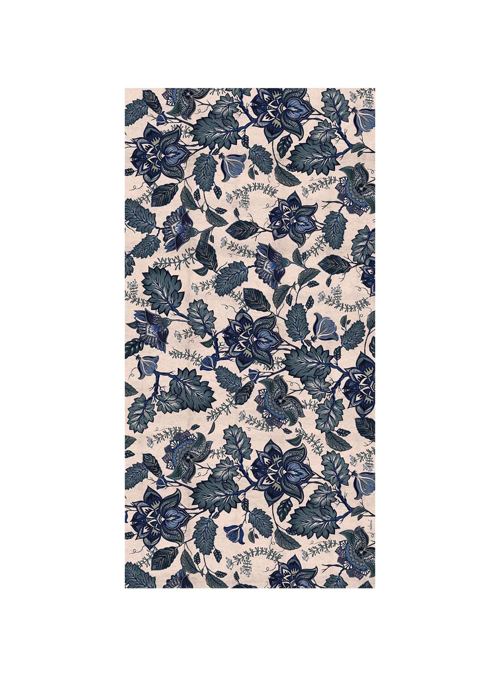 Tapis en vinyle Adama Alma Jacobean, antidérapants et idéals pour zones à fort trafic. bleu