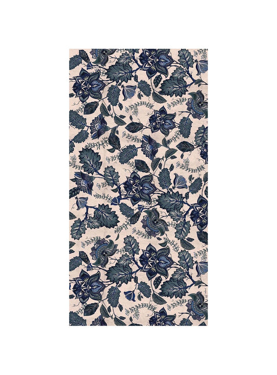 Tapis en vinyle Adama Alma Jacobean, antidérapants et idéals pour zones à fort trafic. bleu