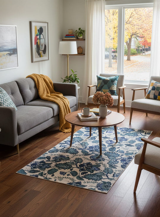 Tapis en vinyle Adama Alma Jacobean, durables et parfaits pour un intérieur stylé. bleu