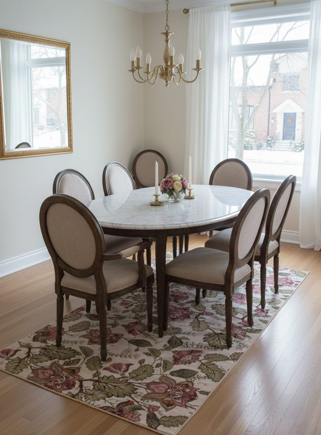 Tapis en vinyle Adama Alma Jacobean, imperméables et résistants aux accidents. vert