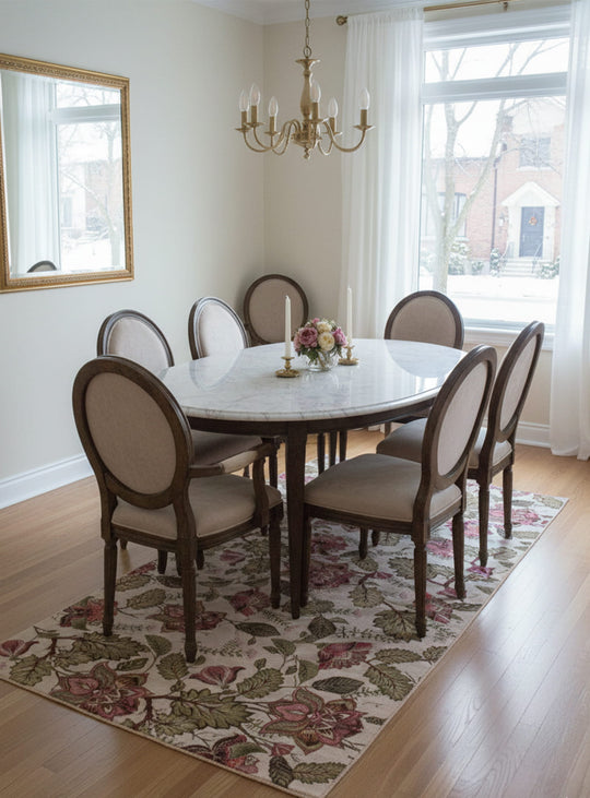 Tapis en vinyle Adama Alma Jacobean, imperméables et résistants aux accidents. vert