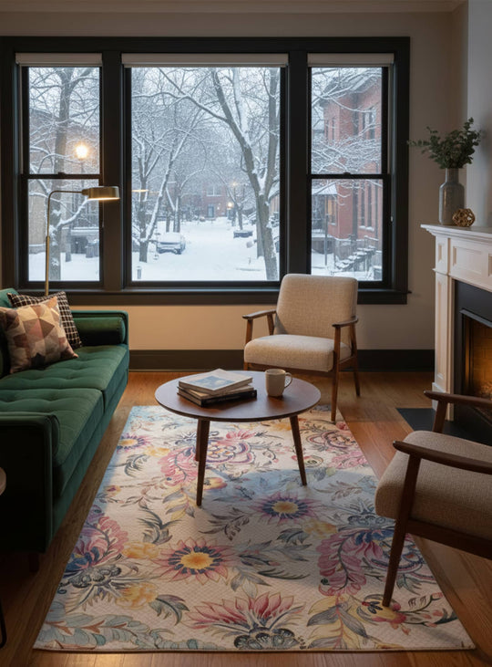 Tapis en vinyle Adama Alma Joy, faciles à nettoyer et adaptés aux foyers actifs.