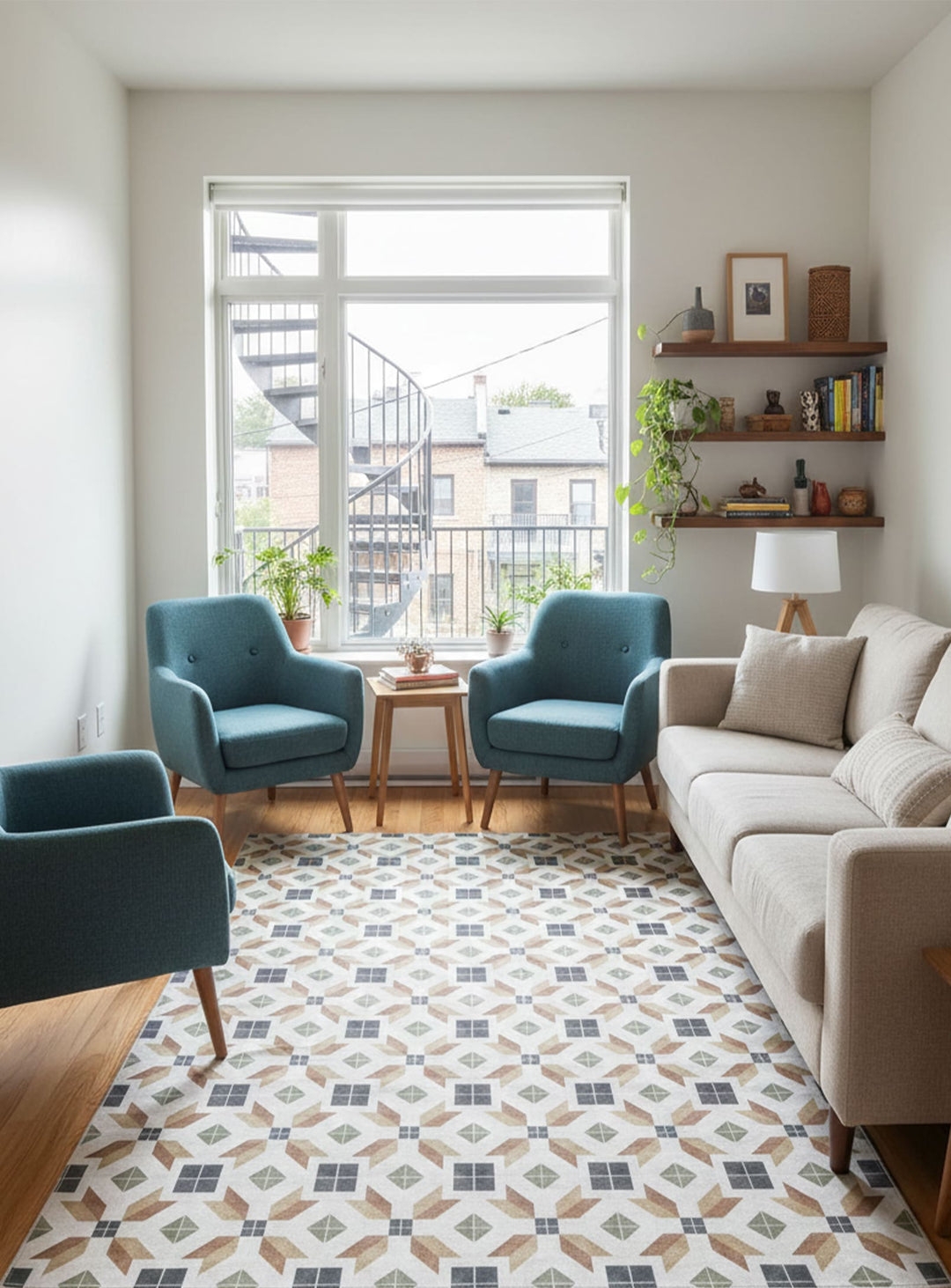 Tapis en vinyle Adama Alma Justin, imperméables et pratiques avec enfants ou animaux.