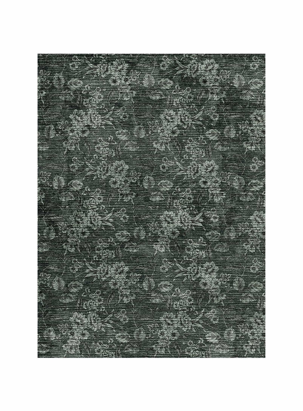 Découvrez le tapis Kelmscott d'Adama Alma, un tapis en vinyle vert au motif végétal élégant et intemporel.