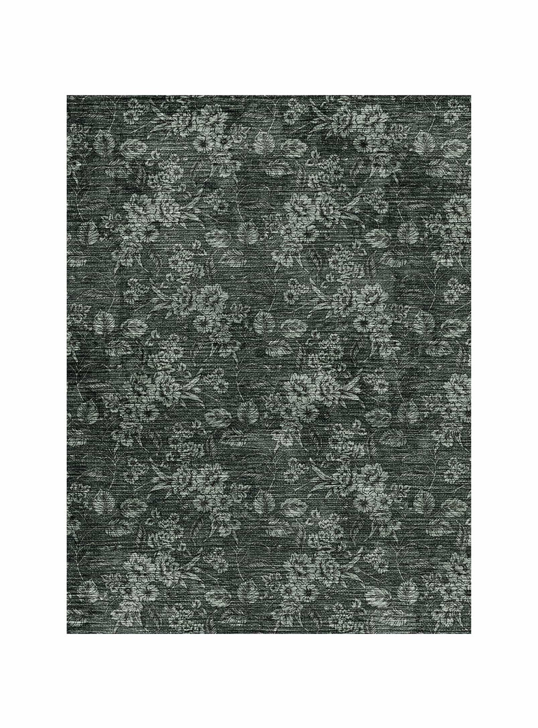 Découvrez le tapis Kelmscott d'Adama Alma, un tapis en vinyle vert au motif végétal élégant et intemporel.