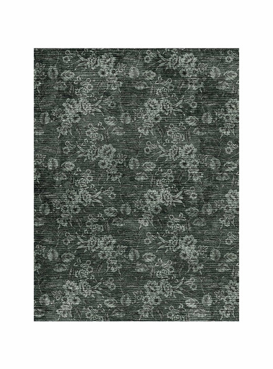 Découvrez le tapis Kelmscott d'Adama Alma, un tapis en vinyle vert au motif végétal élégant et intemporel.