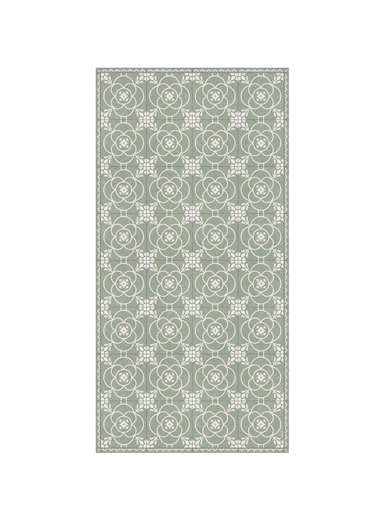 Tapis en vinyle Adama Alma Lisa, faciles à nettoyer et adaptés aux foyers actifs. vert