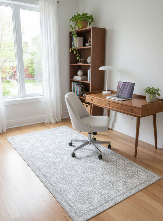 Tapis en vinyle Adama Alma Majestic, étanches et résistants aux déversements. gris