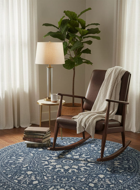 Tapis ronds en vinyle Adama Alma Mali, hypoallergéniques et sûrs pour les animaux. bleu