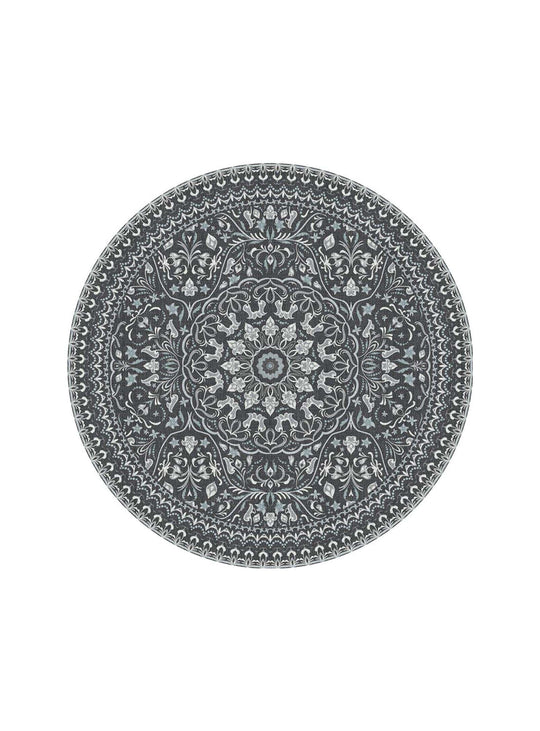 Tapis ronds en vinyle Adama Alma Mali, résistants et imperméables pour la maison. noir