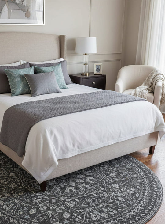 Tapis ronds en vinyle Adama Alma Mali, design élégant pour sublimer votre intérieur. noir