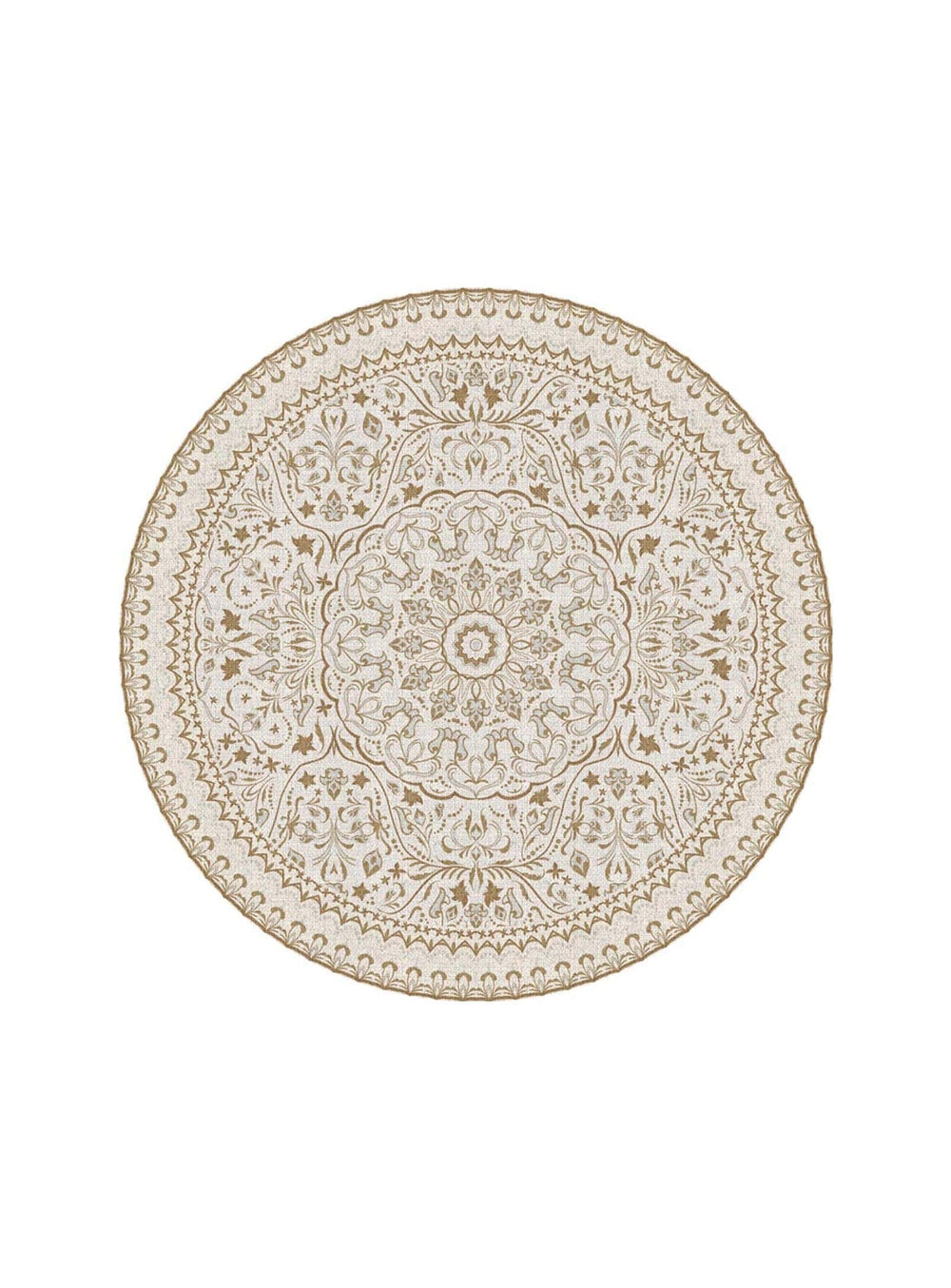 Tapis ronds en vinyle Adama Alma Mali, antidérapants et parfaits pour zones fréquentées. ocre