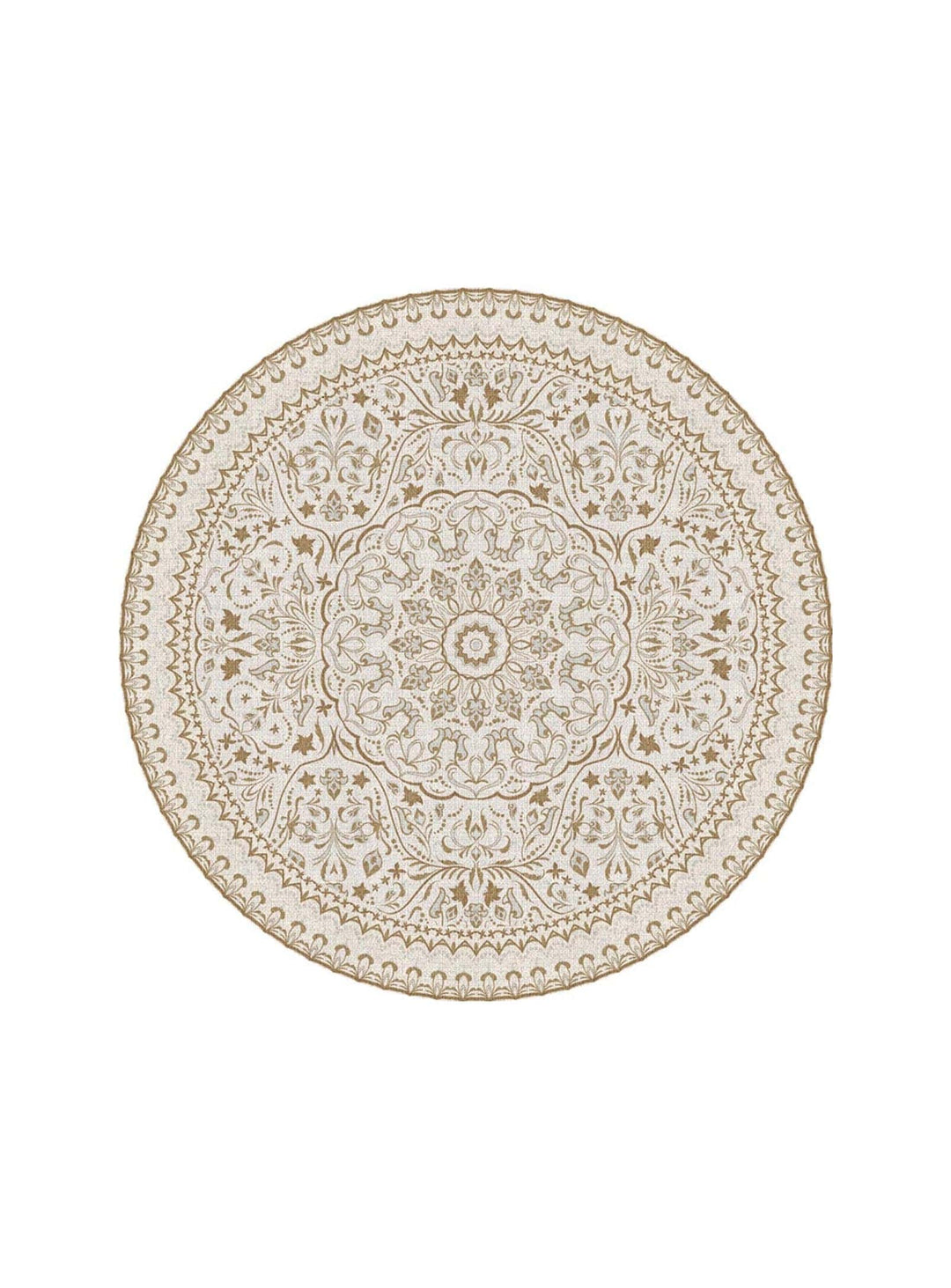 Tapis ronds en vinyle Adama Alma Mali, antidérapants et parfaits pour zones fréquentées. ocre