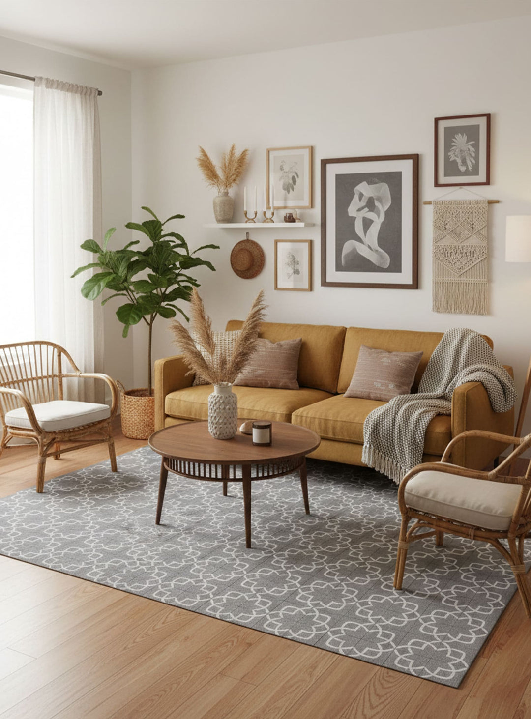 Tapis Manos Adama Alma, durable et antidérapant pour un intérieur stylé. gris