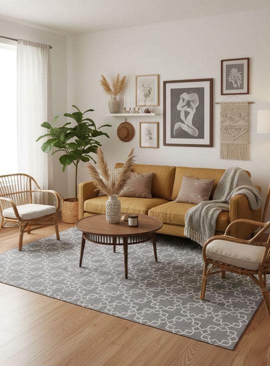 Tapis Manos Adama Alma, durable et antidérapant pour un intérieur stylé. gris