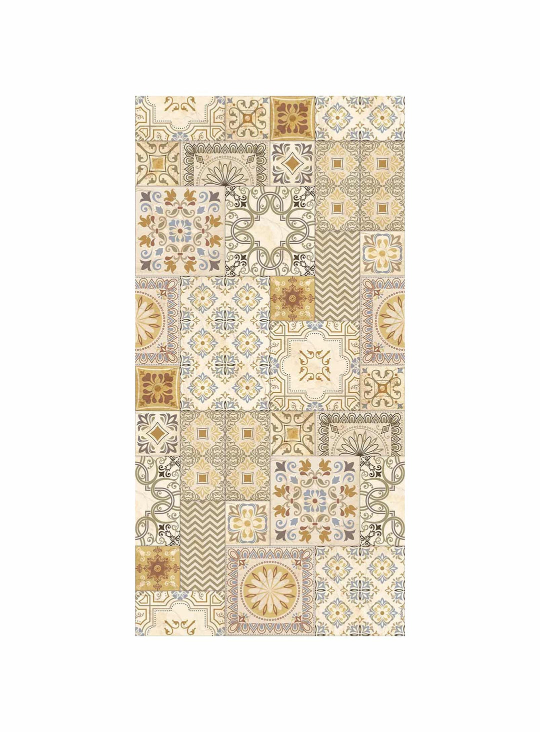 Découvrez le tapis Maple d'Adama Alma, un tapis en vinyle aux tons bruns et beiges, résistant et facile à entretenir.