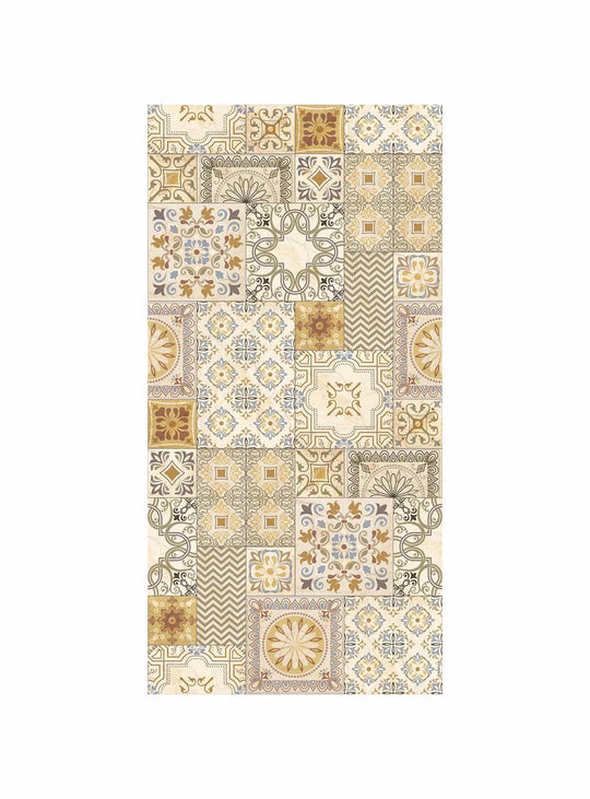 Découvrez le tapis Maple d'Adama Alma, un tapis en vinyle aux tons bruns et beiges, résistant et facile à entretenir.