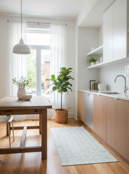 Tapis en vinyle Adama Alma Menorca, hypoallergéniques et sûrs pour les animaux.