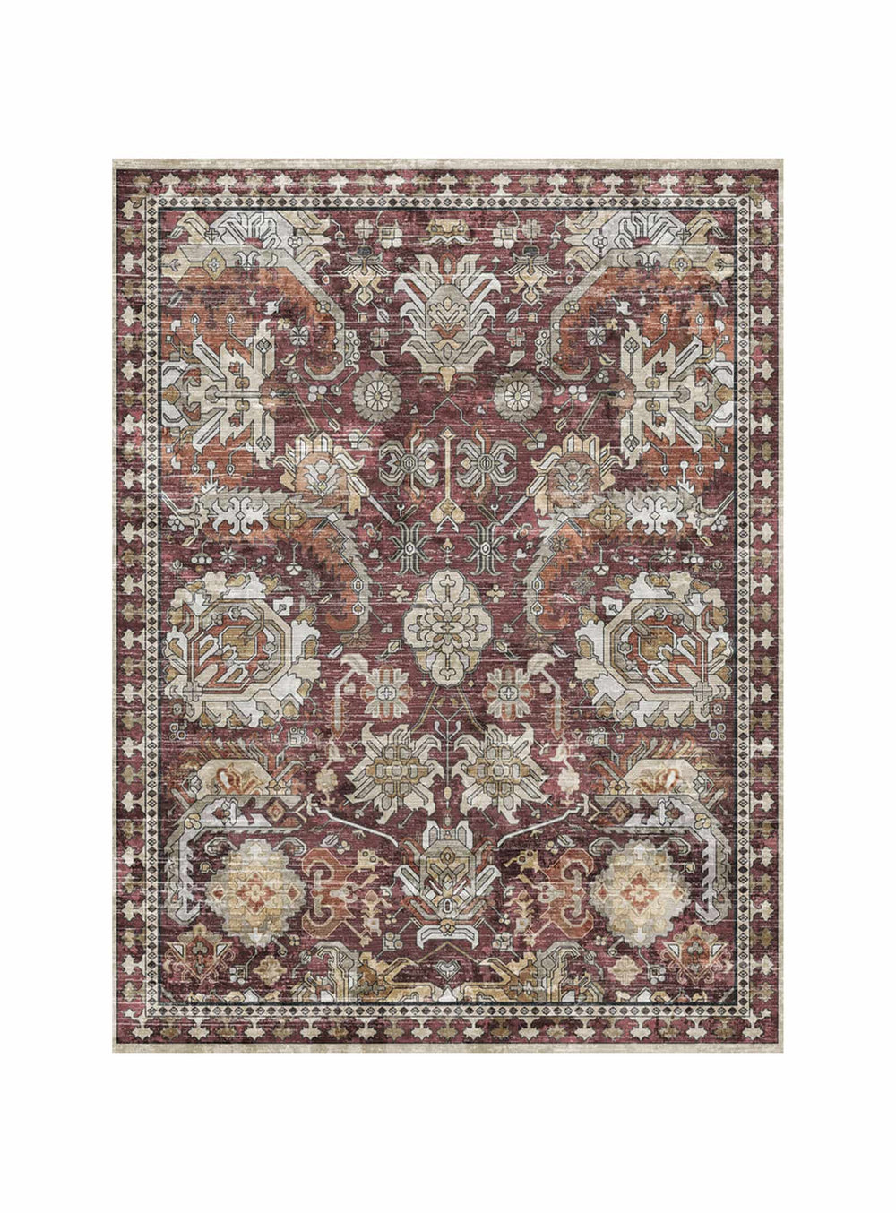 Tapis en vinyle Naomi Adama Alma, surface anti-glisse idéale pour zones à passage. rouge