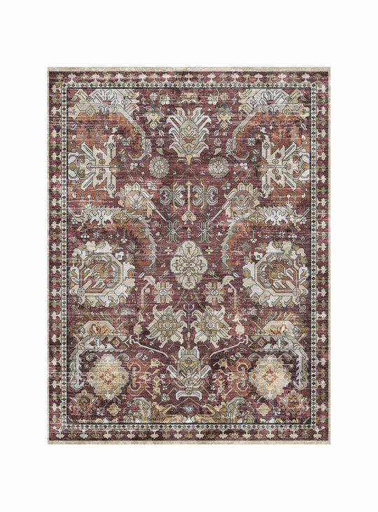 Tapis en vinyle Naomi Adama Alma, surface anti-glisse idéale pour zones à passage. rouge