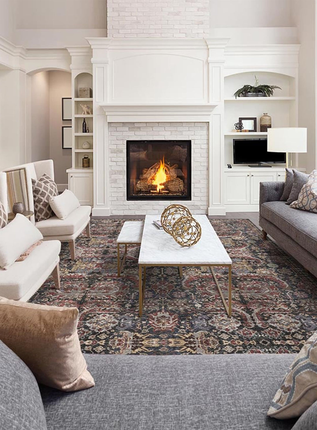 Tapis en vinyle Naomi Adama Alma, durable et élégant pour un intérieur sécurisé. bleu