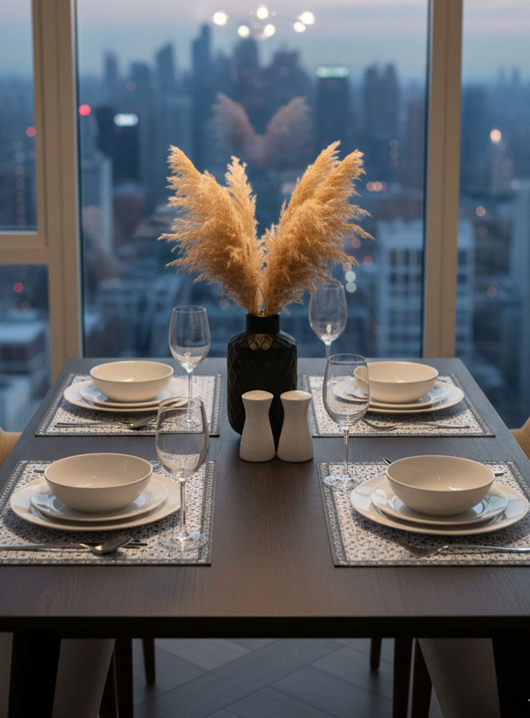 Napperons en vinyle Adama Alma Tuiles, motifs iconiques pour une table au style affirmé. narangi noir