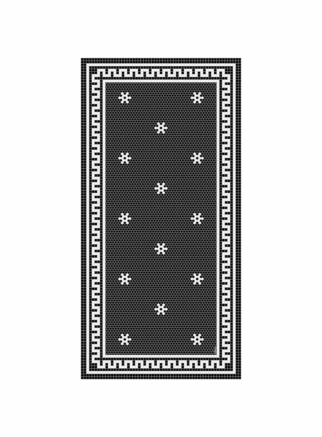 Tapis en vinyle Adama Alma Tuxedo, faciles à nettoyer et adaptés aux foyers actifs. noir