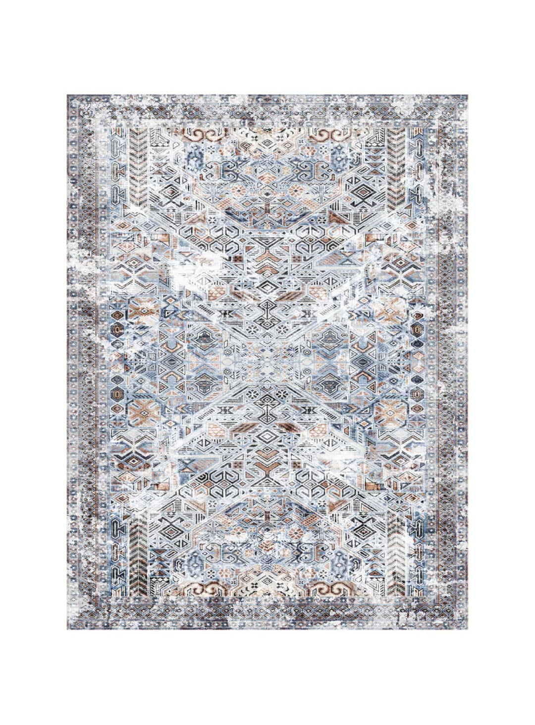 Tapis en vinyle Noah Adama Alma, parfait pour maisons avec enfants et animaux. bleu