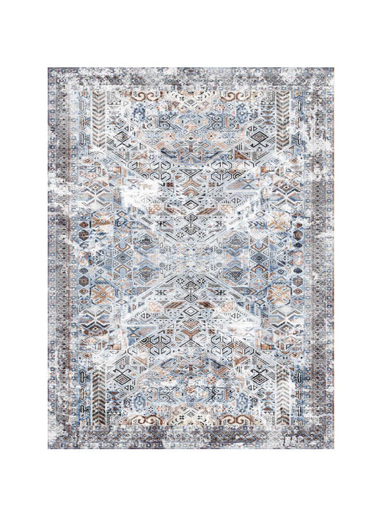 Tapis en vinyle Noah Adama Alma, parfait pour maisons avec enfants et animaux. bleu