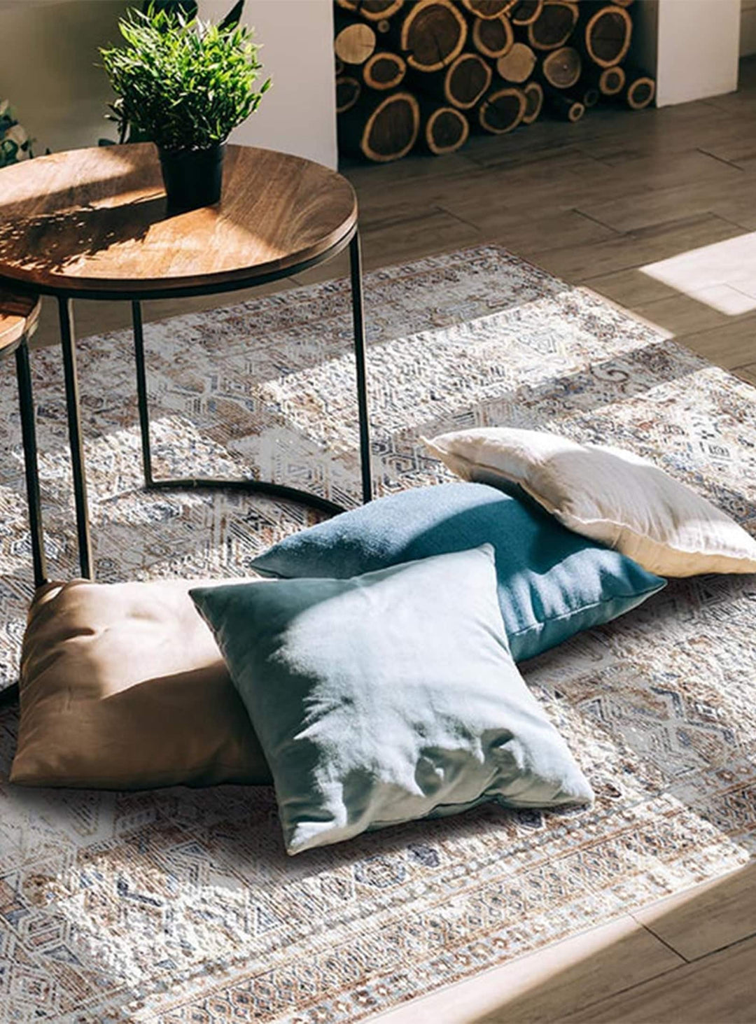 Tapis en vinyle Noah Adama Alma, durable et antidérapant pour un intérieur sécurisé. brun