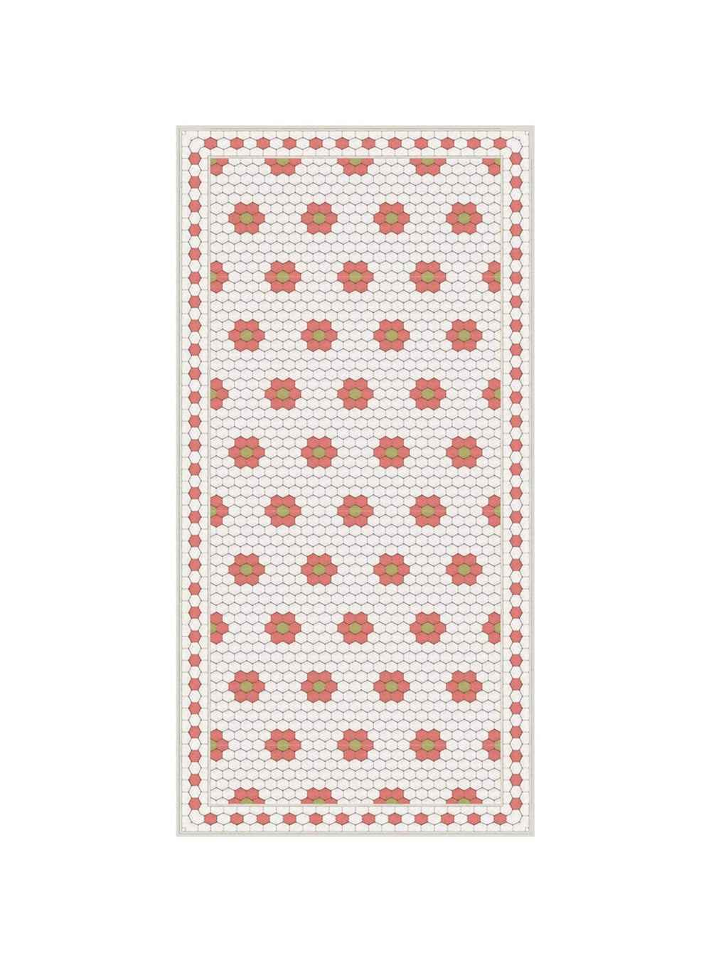 Tapis en vinyle Adama Alma Petite Fleur, antidérapants et idéals pour zones à trafic intense. rose