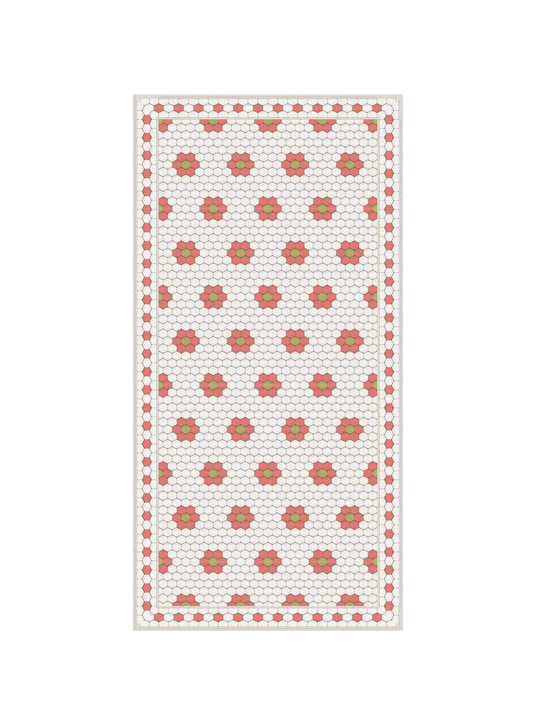 Tapis en vinyle Adama Alma Petite Fleur, antidérapants et idéals pour zones à trafic intense. rose