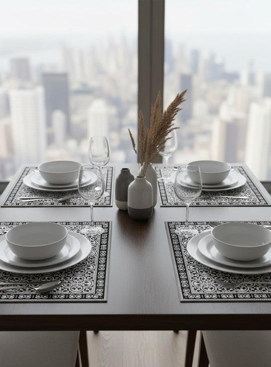 Napperons en vinyle Adama Alma Classiques, décor raffiné inspiré des cultures du monde. pinta