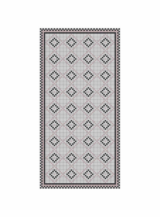 Tapis en vinyle Roma d'Adama Alma, résistant à l’eau et parfait pour zones fréquentées. rose