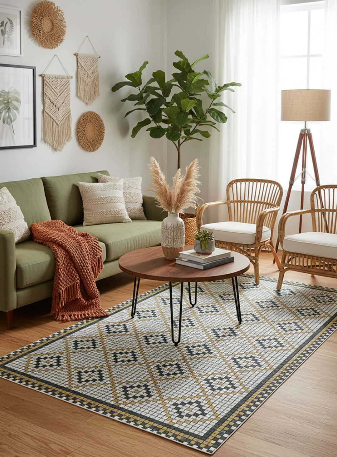 Tapis Roma Adama Alma, durable et antidérapant pour un intérieur stylé. jaune