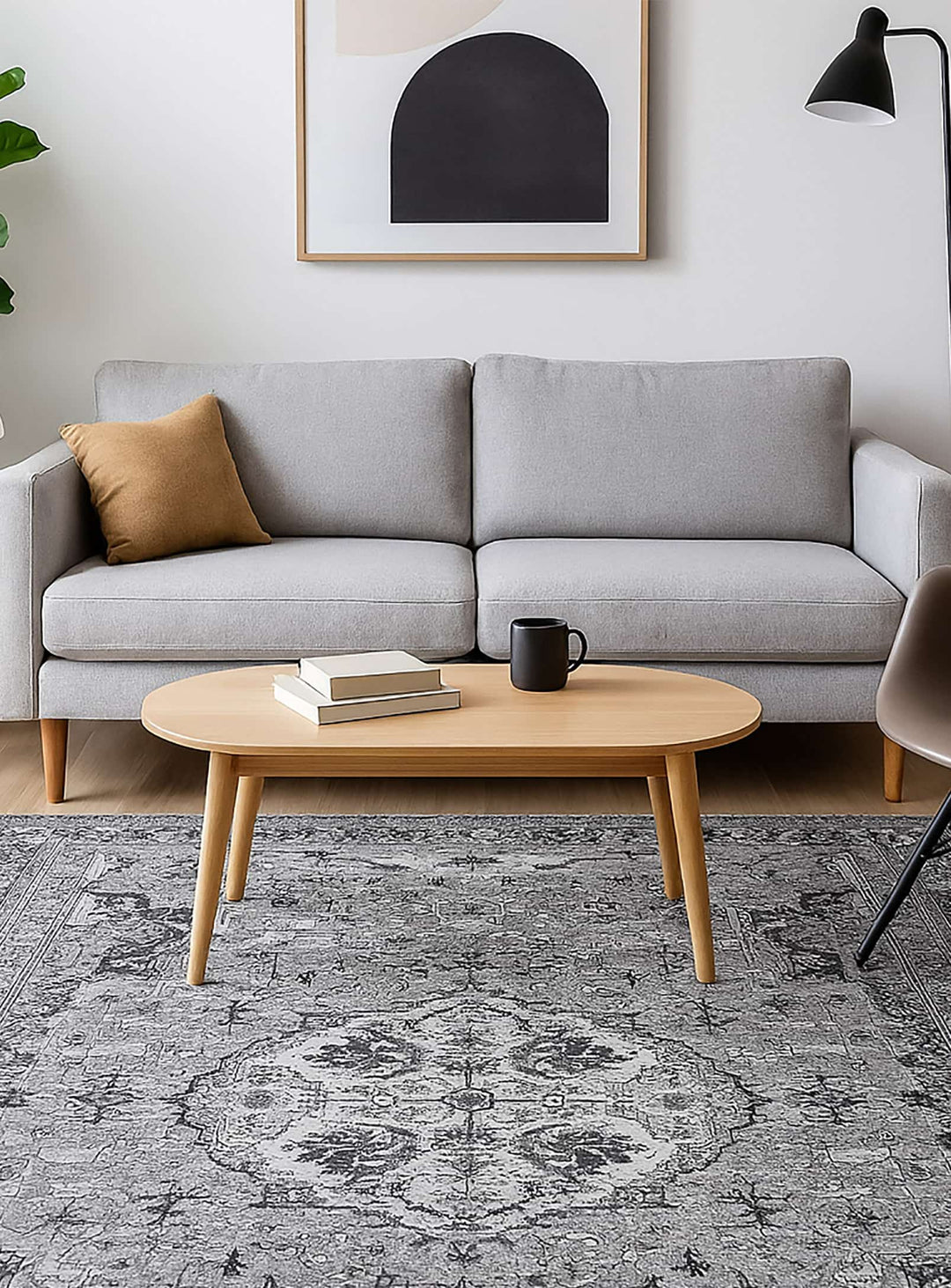 Tapis en vinyle Samuel Adama Alma, tapis intérieur hypoallergénique et sécuritaire. gris