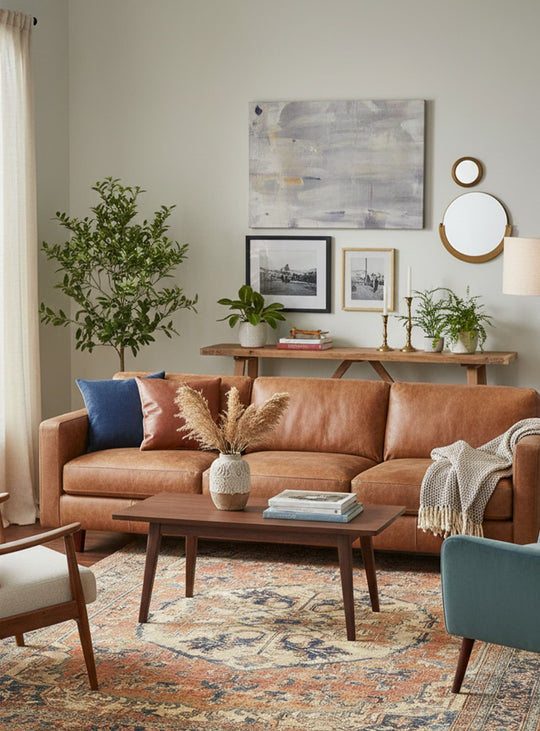 Tapis en vinyle Samuel Adama Alma, parfait pour foyers avec enfants et animaux. orange